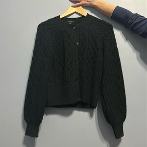 J Crew Black Knit Button Down Sweater Size Small